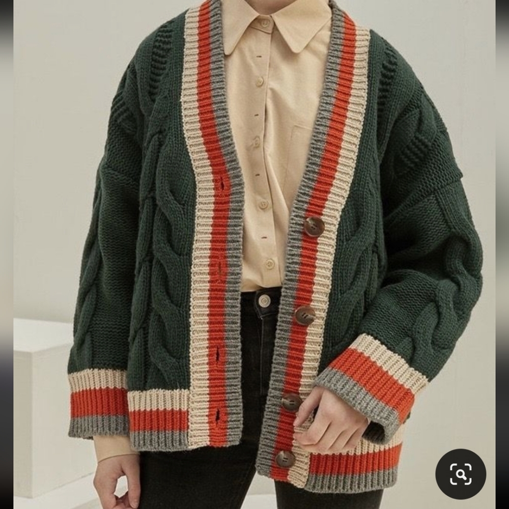 MONTS 80% wool cable knit super heavy warm bulky stylish Korean made sweater